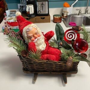Antique Santa in Cradle centerpiece- will ship same day